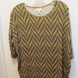 LULAROE Irma Top Shirt Chevron Snake Print Gold & Blue Size XS ~ Unicorn?
